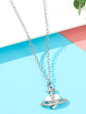 Collier pendentif coeur croix strass