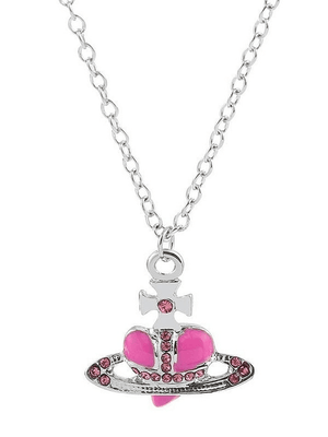 Collier pendentif coeur croix strass
