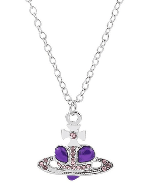 Collier pendentif coeur croix strass