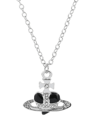 Collier pendentif coeur croix strass