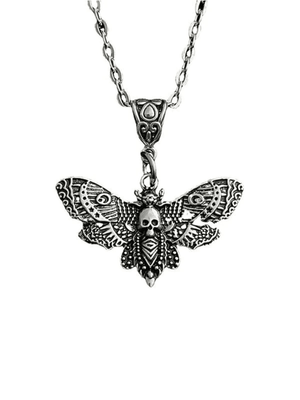 Collier pendentif crâne de papillon de nuit en argent