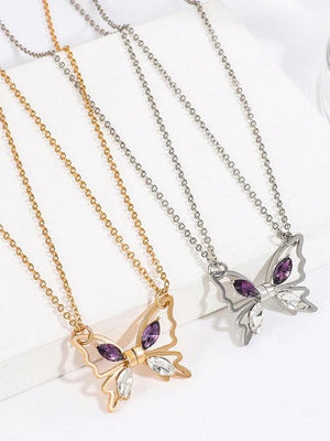 Collier pendentif papillon chatoyant magnétique