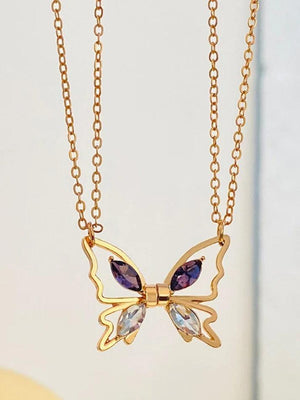 Collier pendentif papillon chatoyant magnétique