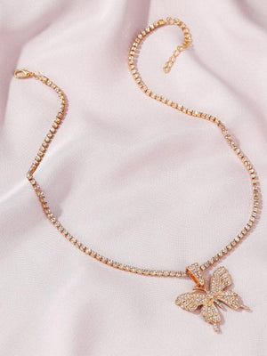 Collier pendentif papillon strass brillant