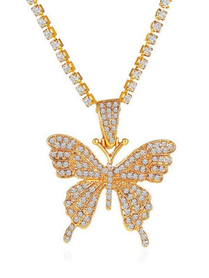 Collier pendentif papillon strass brillant