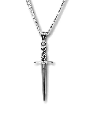 Collier pendentif poignard squelette punk