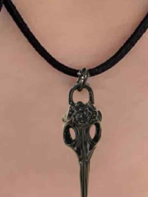 Collier ras du cou à pendentif tête de mort à lacets en velours
