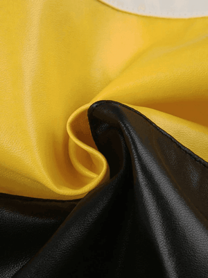 Color Block Cropped Pu Leather Moto Jacket