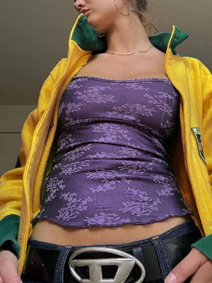 Color Block Embroidery Collar Neck Jacket