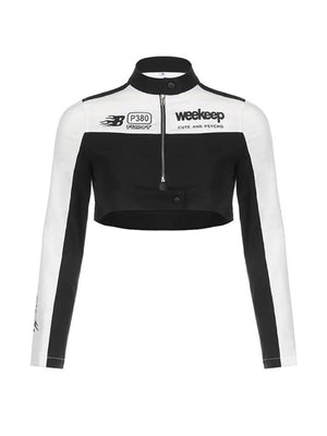 Contrast Color Print Collar Neck Short Jacket