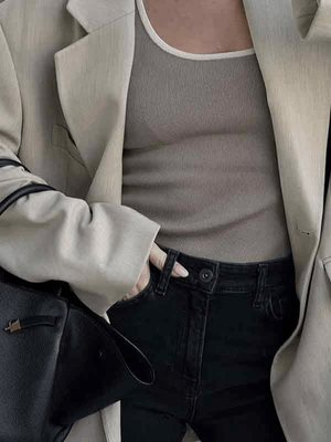 Contrast Color U Neck Tank Top