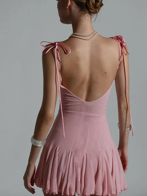 Coquette Backless Mini Dress view 2 | MAUVSTUDIO®