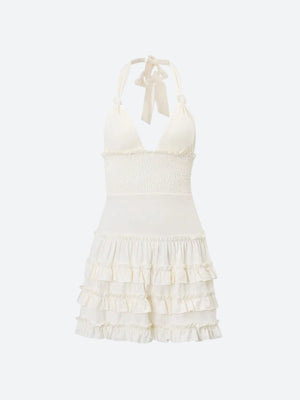 Coquette Halter Neck Mini Dress view 6 | MAUVSTUDIO®