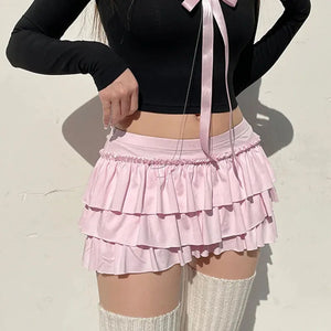 , Y2K skirt styled with a crop top