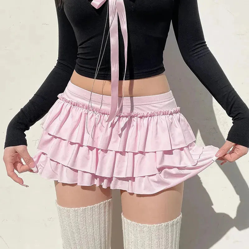 , Y2K skirt styled with a crop top