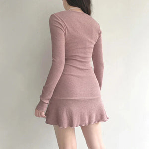 Coquette Pink Mini Dress view 2 | MAUVSTUDIO®