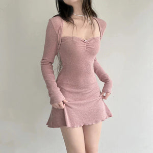Coquette Pink Mini Dress view 3 | MAUVSTUDIO®