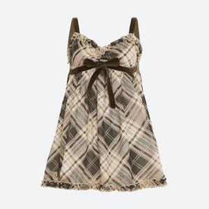 Coquette Plaid Mini Dress view 3 | MAUVSTUDIO®