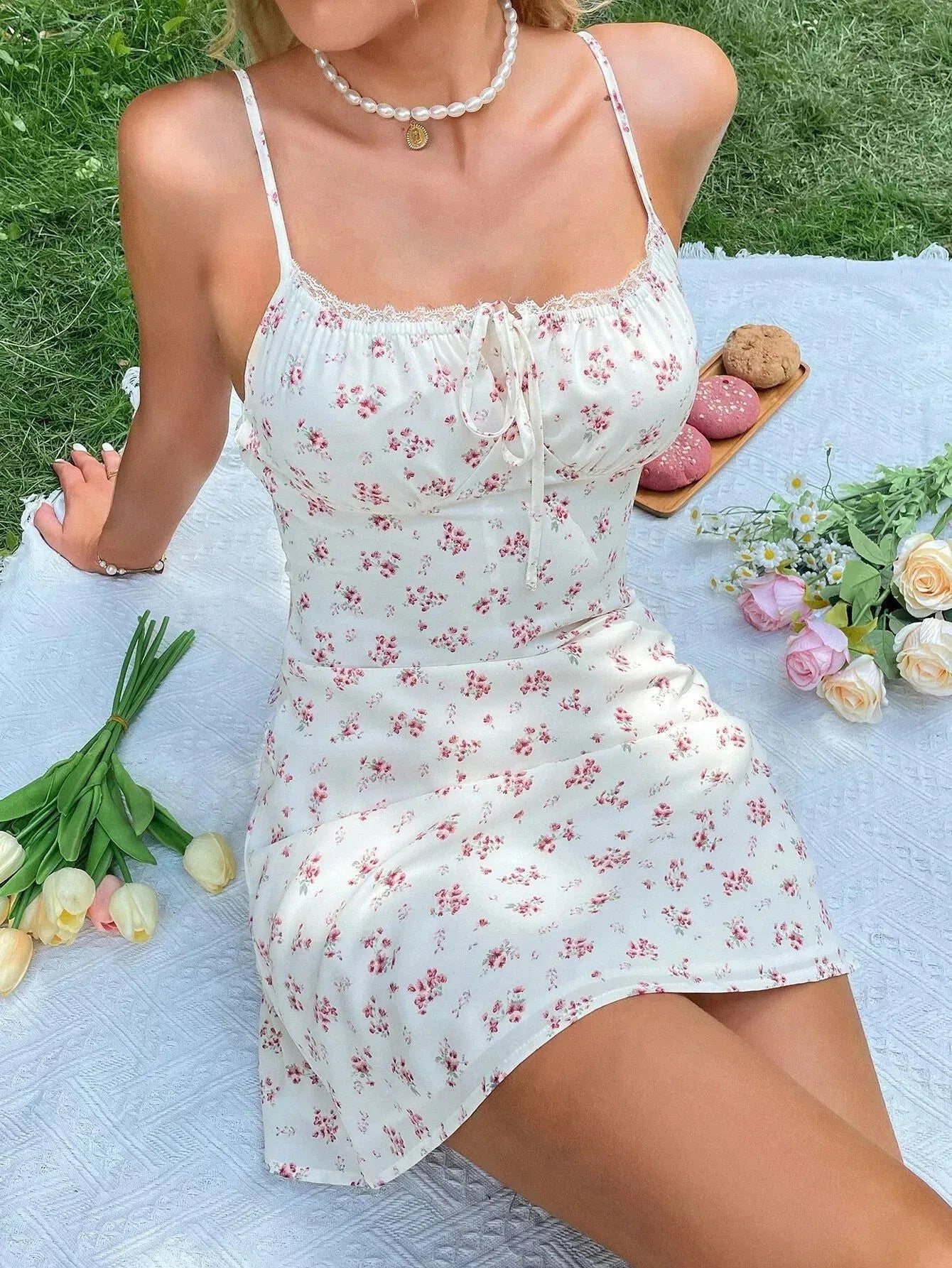 Cottagecore Floral Ruched Mini Dress view 10 | MAUVSTUDIO®