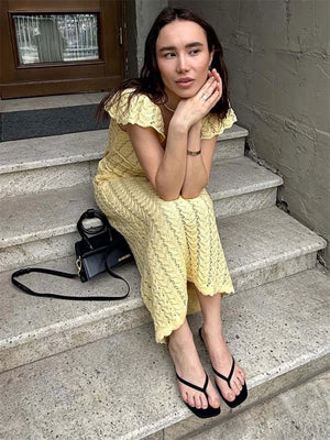 Crochet Midi Dress view 3 | MAUVSTUDIO®