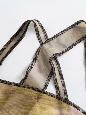 Cross Back Asymmetric Mesh Tank Top