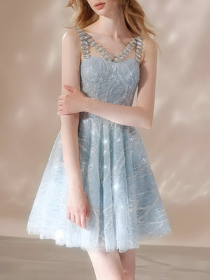 Crystal Strap Sequin Mini Dress view 3 | MAUVSTUDIO®