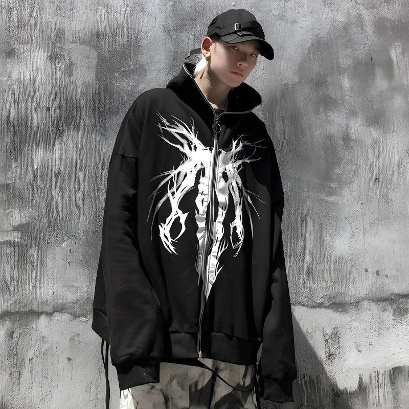 Cyberpunk Ghost Full Zip-Up Hoodie – MAUV STUDIO®