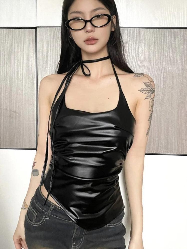 Cyberpunk Halter Neck Tie Top – MAUVSTUDIO®