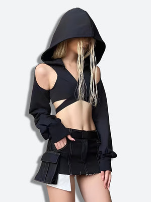Cyberpunk Hooded Wrap Around Crop Top – MAUVSTUDIO®