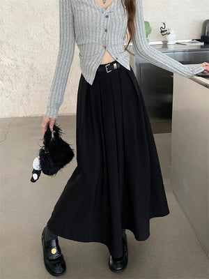 Dark Academia Midi Skirt, Y2K skirt styled with a crop top