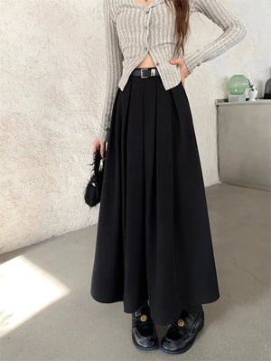 Dark Academia Midi Skirt, Y2K skirt styled with a crop top