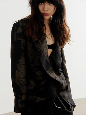Dark Floral Asymmetric Blazer