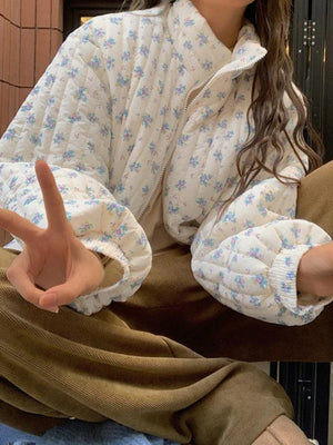 Ditsy Floral Print Zip Up Jacket