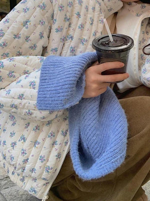 Ditsy Floral Print Zip Up Jacket