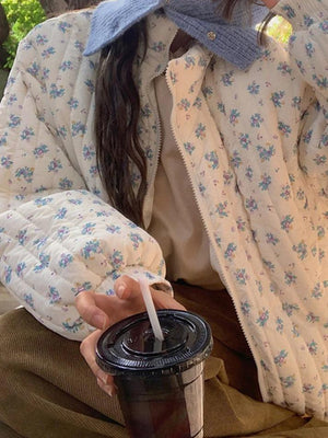 Ditsy Floral Print Zip Up Jacket