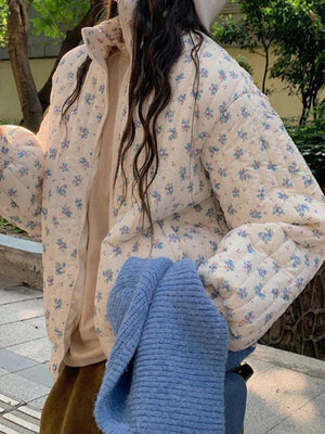 Ditsy Floral Print Zip Up Jacket