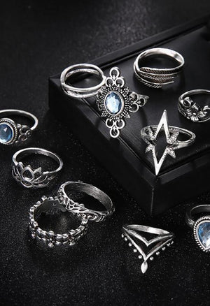 Ensemble de 11 pièces de pierres précieuses étoilées vintage sculptées