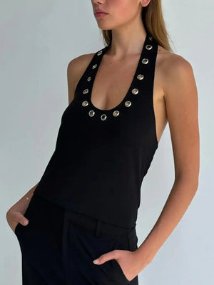 Eyelet Halter Neck Top – MAUVSTUDIO®