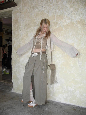 Fairy Grunge Ruffled Crop Cardigan