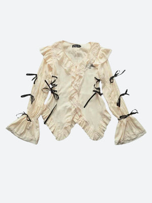 Fairy Grunge Ruffled Lace Up Top