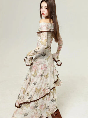 Fairycore Butterfly Off Shoulder Midi Dress view 4 | MAUVSTUDIO®