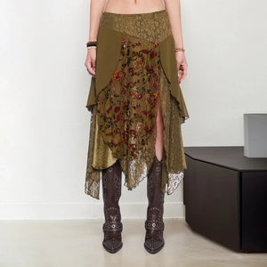 , Y2K skirt styled with a crop top