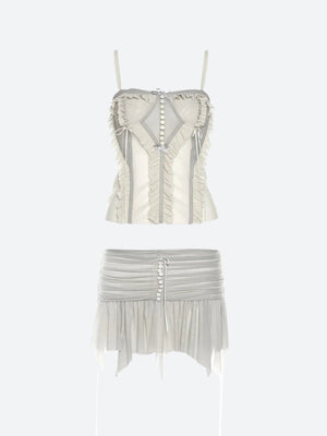 , Y2K skirt styled with a crop top