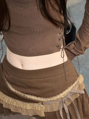 , Y2K skirt styled with a crop top