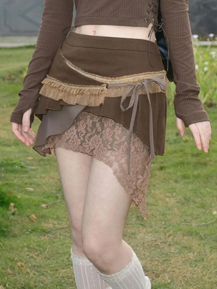 , Y2K skirt styled with a crop top