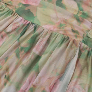 Floral Ruched Maxi Dress view 6 | MAUVSTUDIO®