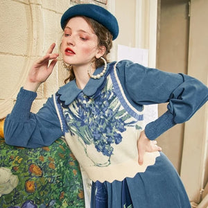 Floral Tie Front Knit Vest