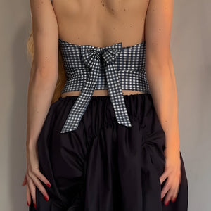 Gingham Bow Backless Top – MAUVSTUDIO®