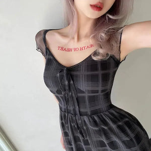 Goth Plaid Mini Dress view 3 | MAUVSTUDIO®