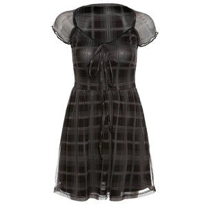 Goth Plaid Mini Dress view 4 | MAUVSTUDIO®